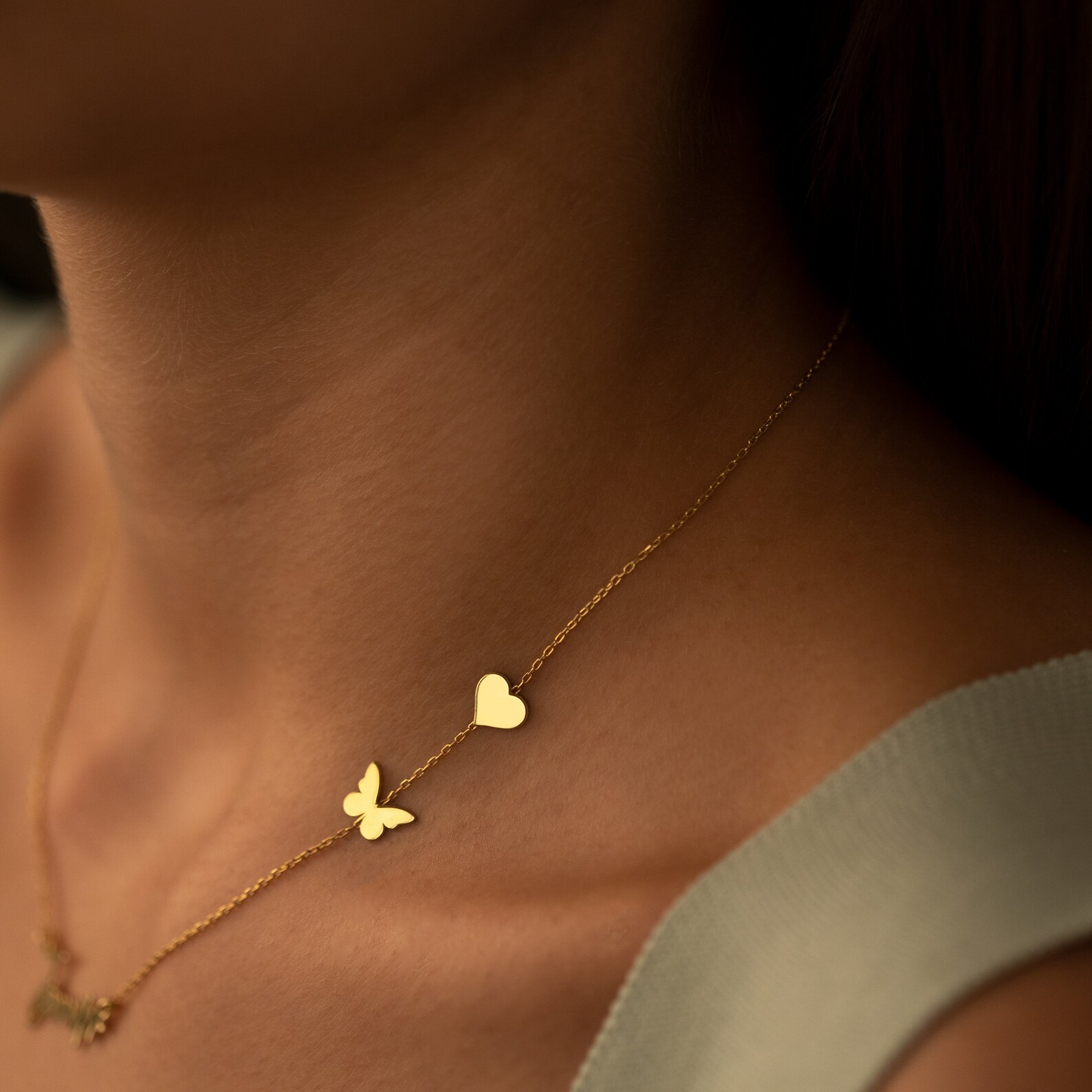 Personalizado borboleta coraçã - Birth Flower Necklace avaliação e preço
